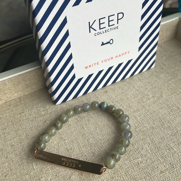 Stella & Dot Beaded Engravable Bracelet - Grey/Rose Gold - Picture 2 of 2